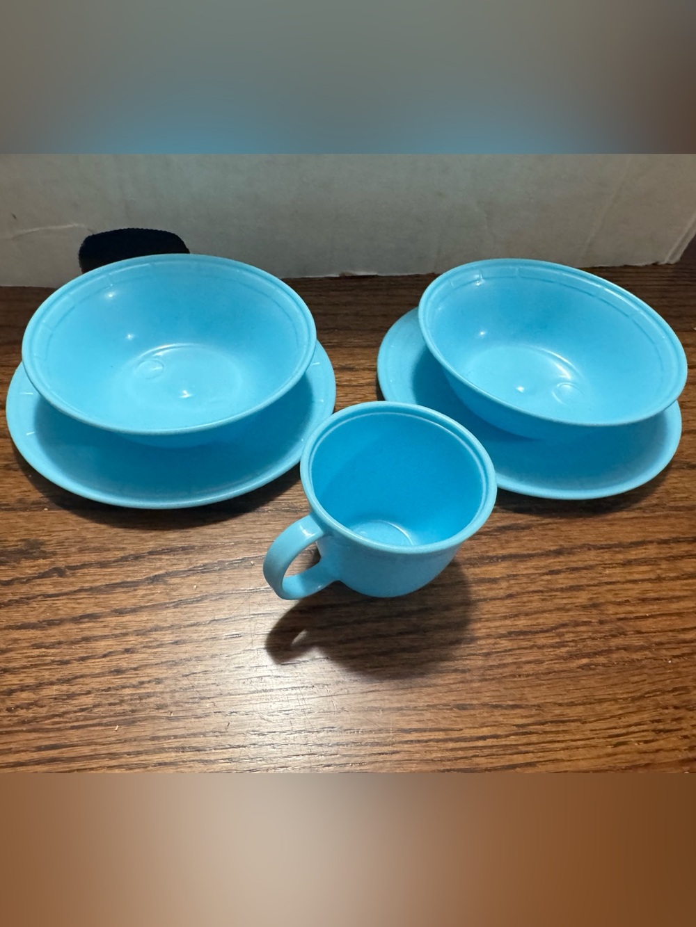 Vintage step 2 Blue Plastic Dining Set - 3-Piece Cup and Bowls